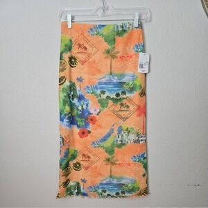 Forever 21 Hawaiian Style Multicolor/Gold Maxi Skirt. Size Small